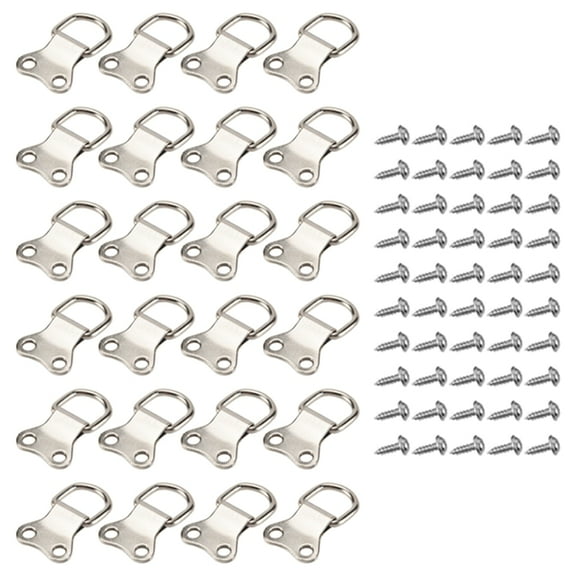 Top Sales 25 pcs D-Ring Picture Frame Hanging Hooks Double Hole Hangers With Screws Silver