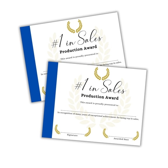 Top Sales Production Award 30pk 8.5x11 Realtor Loan Officer Lender Top Producer VIP Recognition Broker Agency End of The Quarter Best