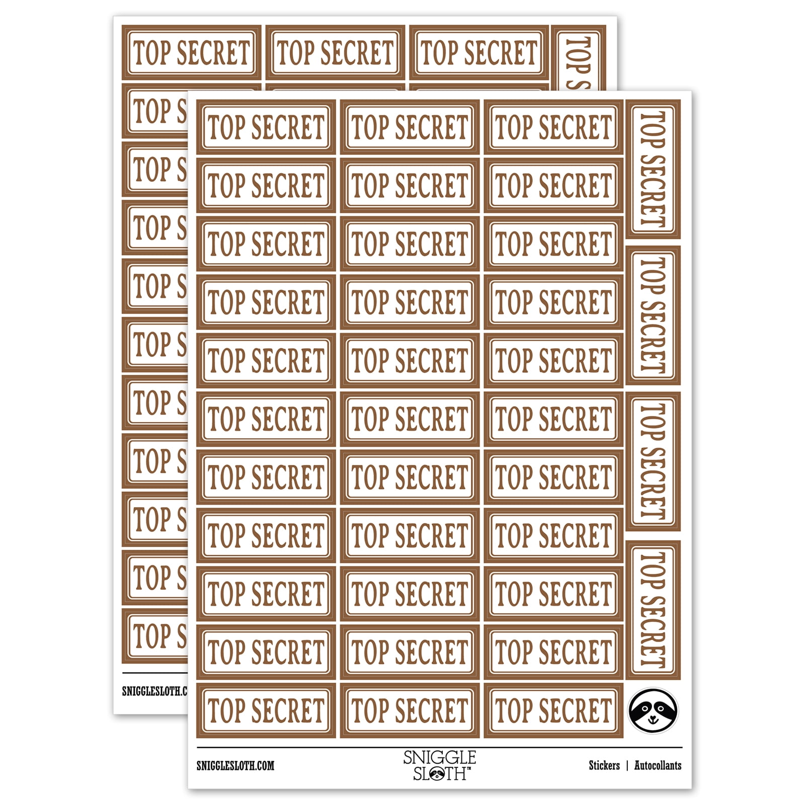 Top Secret Spy Document Sticker Set - Brown - Matte Finish - 1.5