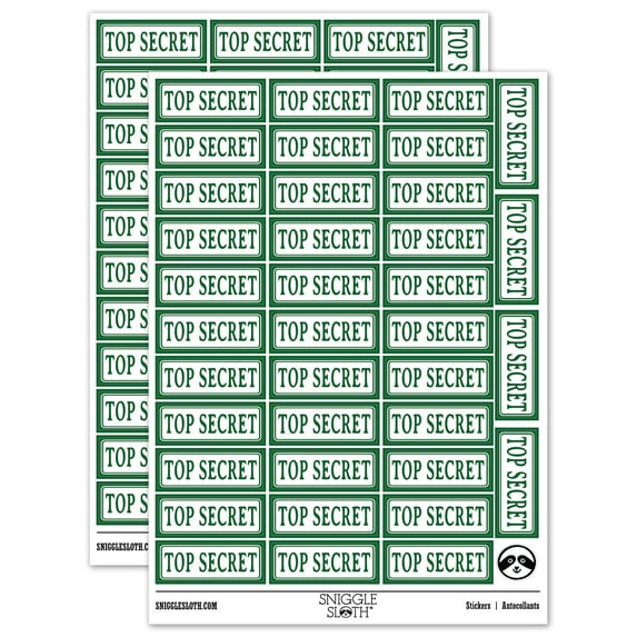 Top Secret Spy Document Sticker Set - Dark Green - Gloss Finish - 1.5" Small