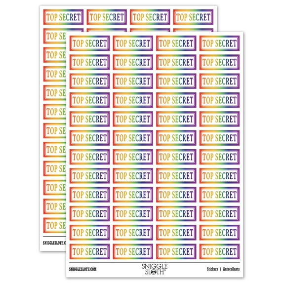 Top Secret Spy Document Sticker Set - Rainbow - Matte Finish - 1.25" Mini