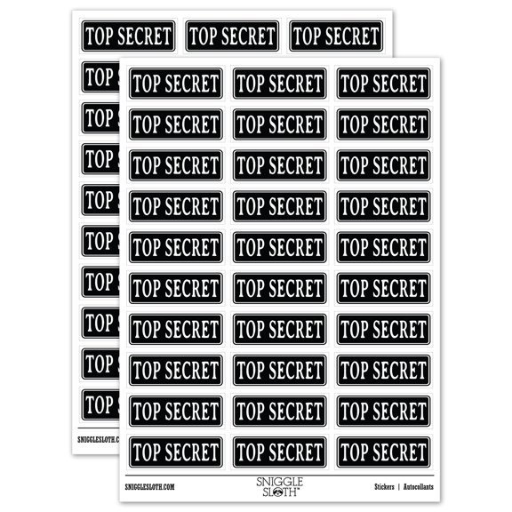 Top Secret Spy Document Sticker Set - White - Matte Finish - 1.75" Medium