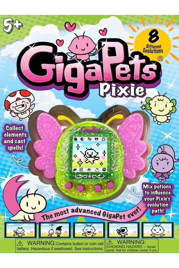 Giga Pets Pixie Virtual Pet, Yellow, Product Width 2 in