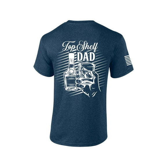 Top Shelf Dad Cheers Whiskey Men's Short Sleeve Fathers Day T-shirt Graphic Tee-Heather Navy-xl