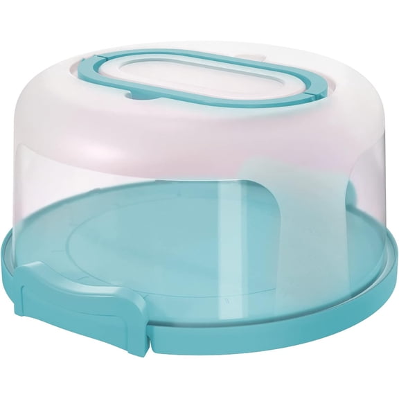 Top Shelf Elements Round Cake Carrier Two Sided Cake Holder Serves as Five Section Serving Tray, Portable Cake Stand Fits 10 inch Cake, Cake Box Comes With Handle, Cake Container Holds Pies