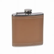 Top Shelf Flasks  6oz Light Brown Leather Hip Flask