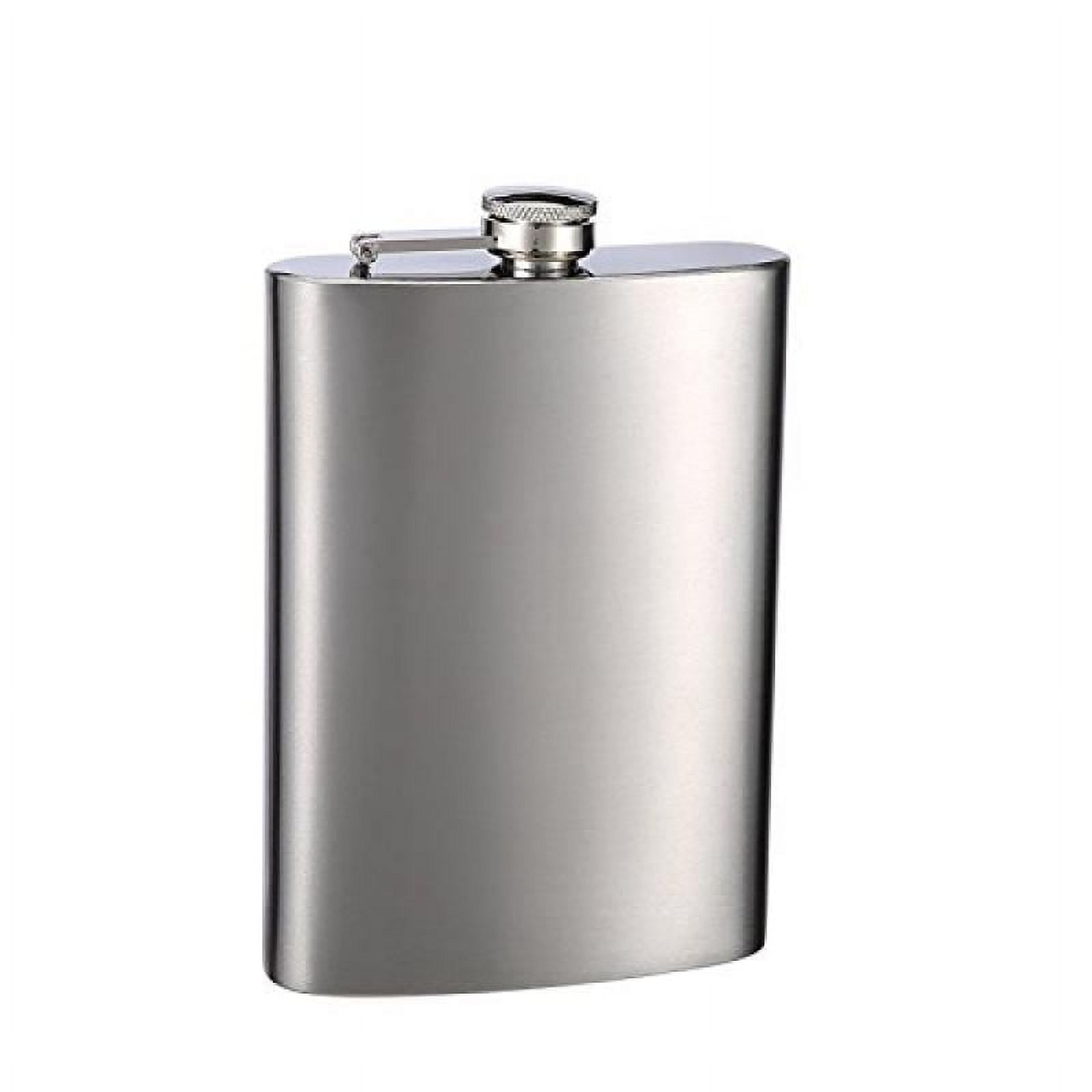 Top Shelf Flasks™ Premium Stainless Steel Hip Flask, Silver, Screw On