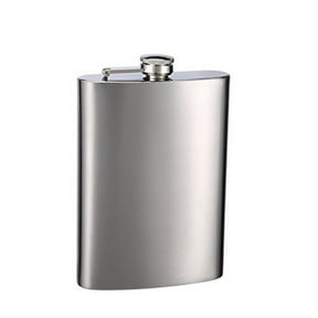 Top Shelf Flasks Premium Stainless Steel Hip Flask, Silver, Screw On Cap, 12oz.