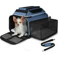 thumbnail image 1 of Top and Side Expandable Pet Carrier 18x13x9.5 Inches Southwest Airline Approved, Soft-Sided Carrier for Small Cats and Dogs with Locking Safety Zippers and Anti-Scratch Mesh(Blue), 1 of 15