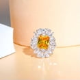 thumbnail image 1 of Top Silver Plated Yellow Cubic Zirconia Crystal Round Square Wedding Party Ring, 1 of 9