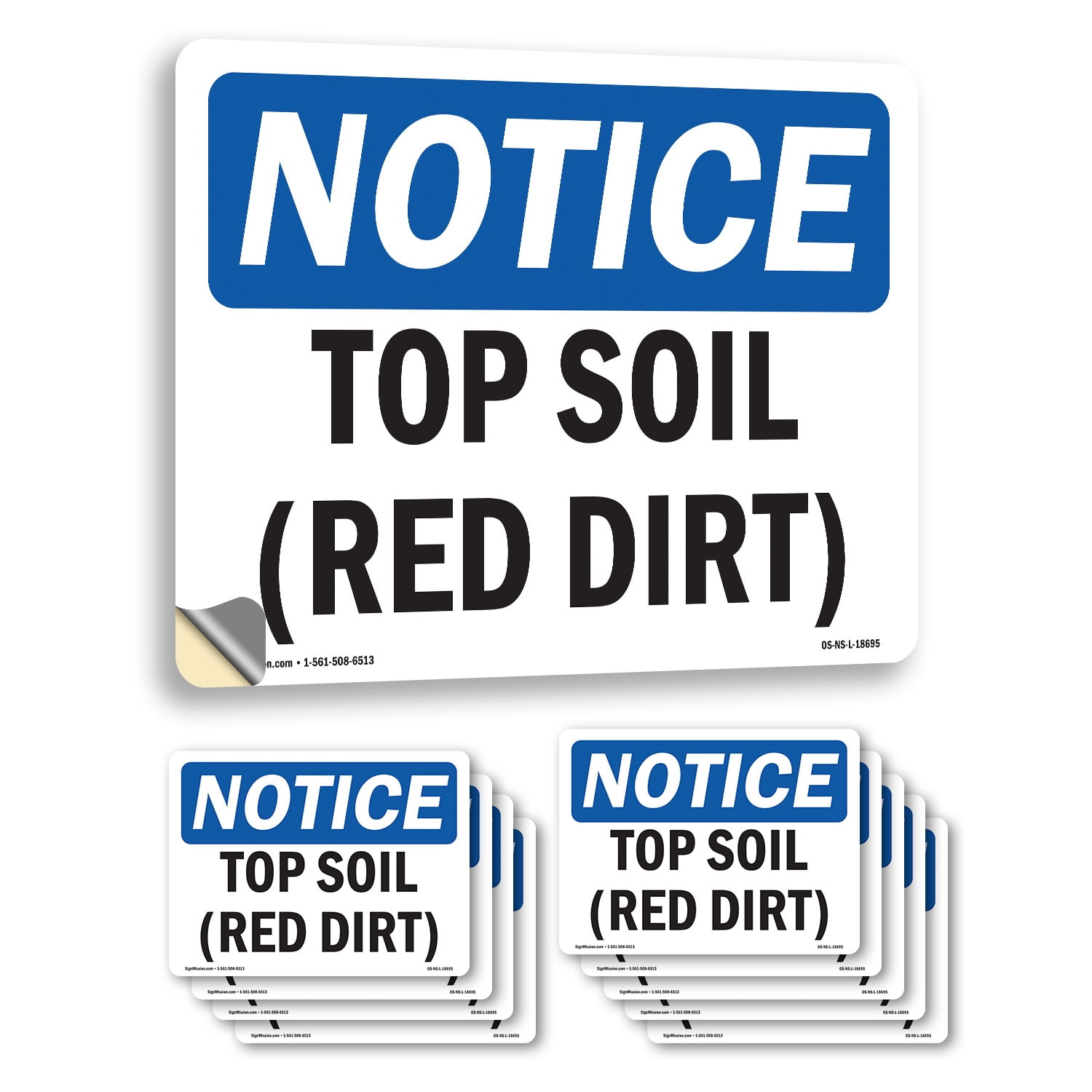 Soil Container Label Top Soil (Red Dirt) OSHA Notice Vinyl Decal Label 18 Inch x 12 Inch ...