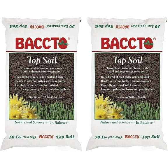 Top Soil for Lawns, Gardens, and Raised Planting Beds with Reed Sedge, Peat, and Sand, 50 Pounds (2 Pack)