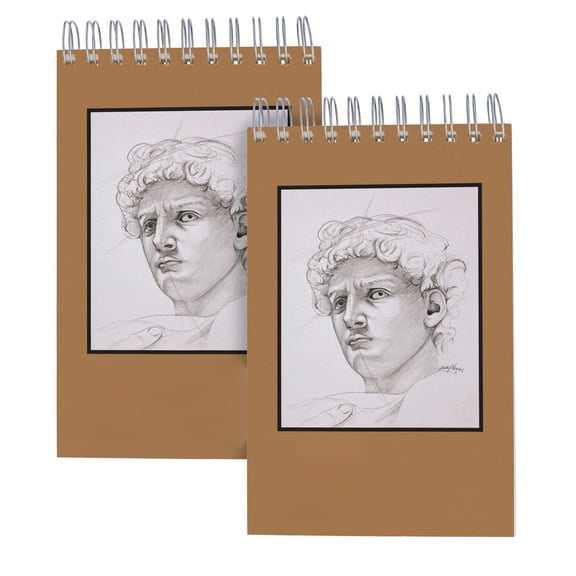 Top Spiral Bound Sketch Book, 2 Pack 5.5x8.5 Inch Drawing Pad, 100 Sheets Each 60LB/100GSM Acid Free Paper, For Colored Pencils, Graphite, Pens, Markers, Charcoal, Adults, Students, Artists, Gift