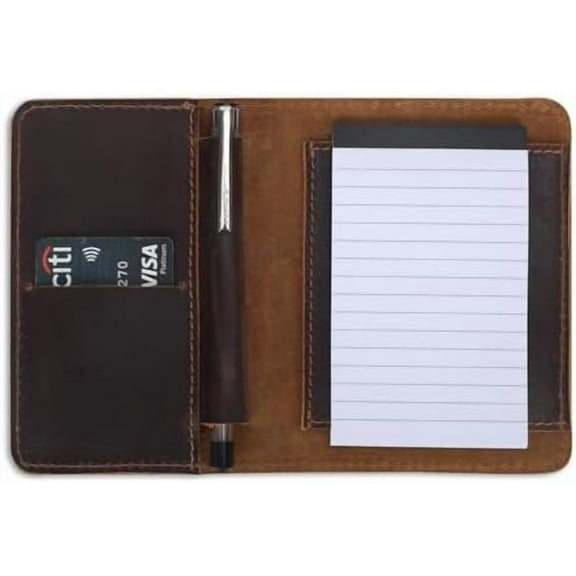 Top Spiral Genuine Leather 3 x 5 Memo Notebook Cover Compatible with Rite in the Rain All Weather Oxford Spiral Aesthetic Mini Pocket Notepad Holder Hold Pen Brown