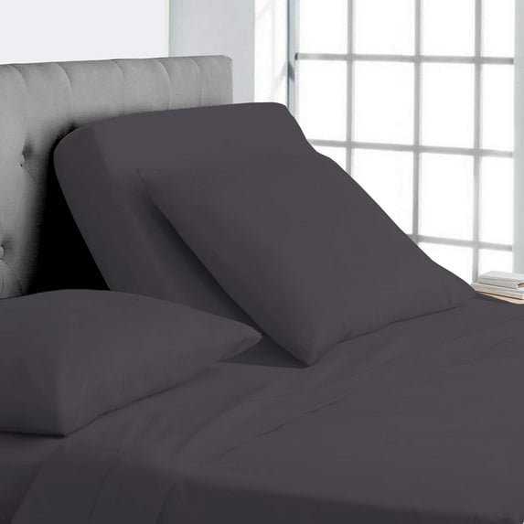 Top Split California King 100% Egyptian Cotton 1000 Thread Count, Adjustable Beds -Top Split California King Sheets Sets (4 Pcs) Split Down 28" inches from The Top - Dark Grey Solid, 18" Deep Pocket