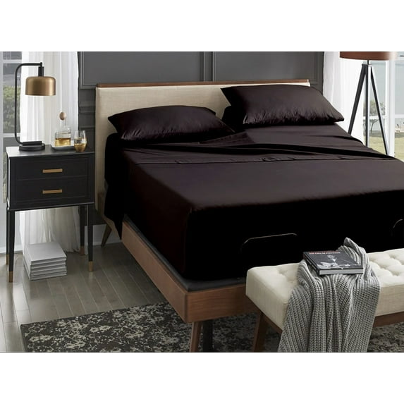 ABORN 100% Giza Egyptian Cotton Bedsheet 24" Deep Pocket 34" Split Top Chocolate Split-Head Cal-King