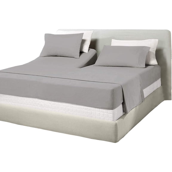 Top Split Head California King Sheet Set for Adjustable Beds 4 Piece Light Gray Deep Pocket 15'' - Split Down 32 Inches From Top Egyptian Cotton 1000 Thread Count Top Split Sheets