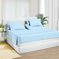 thumbnail image 1 of Top Split Head Flex Sheet Set-for Adjustable Bed-4 Pcs -100% Egyptain Cotton 700 Thread Count - 15-Inch Deep Pocket - Cal King Size Light Blue Solid - Split Down 39 inches from The top, 1 of 5