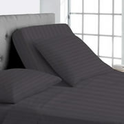 Top Split King 100% Egyptian Cotton 1000 Thread Count, Adjustable Beds -Top Split King Sheets Sets 4 Pcs Split Down 39 inches from The Top - Dark Grey Stripe, 18 Deep Pocket