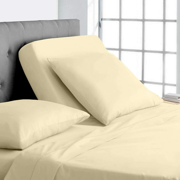 Top Split-King: Adjustable King Bed Sheets - 4PC Bed Sheet Set - 100% Egyptian Cotton - 800 Thread Count - 15 Inch Deep Pocket, Top Split King, Ivory Solid - Split Down 39 inches from The top