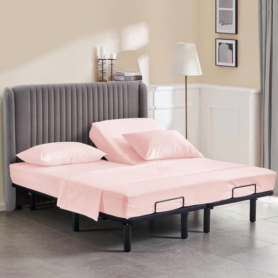Top Split King Sheet Set for Adjustable Beds – 100% Egyptian Cotton, 800 Thread Count, 4-Piece Bed Sheets, Deep Pockets Fit up to 15", Blush-Pink Solid, Split 28" from Top