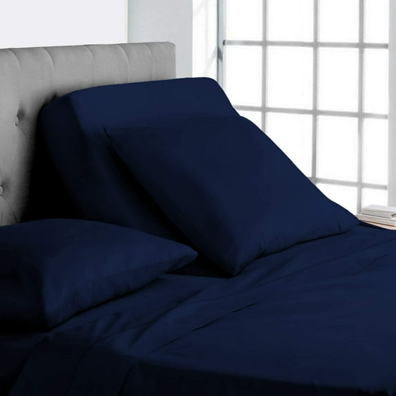 Top Split King Sheets Sets for Adjustable Beds - 800 Thread Count- 100% Egyptian Cotton 4Pcs Bed Sheets, Fits Upto 18'' Inch Deep Pockets, Navy Blue Solid - Split Down 28 inches from The top