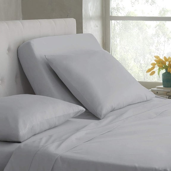 Top Split King Sheets Sets for Adjustable Beds - 800 Thread Count- 100% Egyptian Cotton 4Pcs Bed Sheets, Fits Upto 18'' Inch Deep Pockets, Silver Solid - Split Down 34 inches from The top