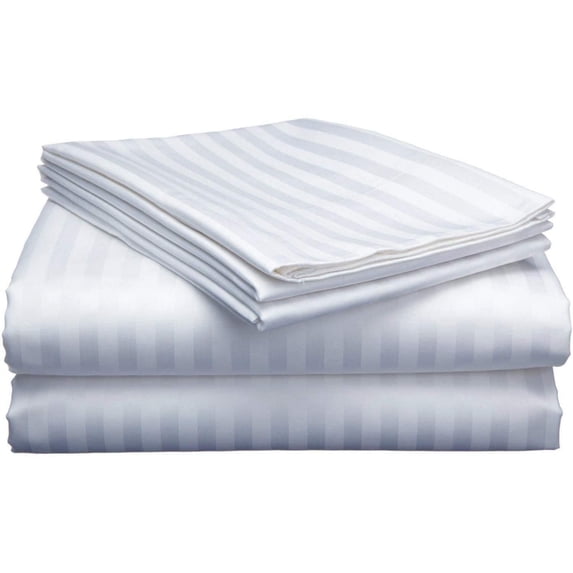 Top Split King Sheets Sets for Adjustable Beds - 800 Thread Count- 100% Egyptian Cotton 4Pcs Bed Sheets, Fits Upto 18'' Inch Deep Pockets, White Stripe - Split Down 39 inches from The top