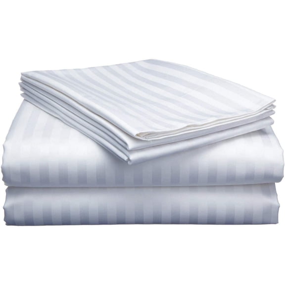 Top Split King Sheets Sets for Adjustable Beds - 800 Thread Count- 100% Egyptian Cotton 4Pcs Bed Sheets, Fits Upto 18'' Inch Deep Pockets, White Stripe - Split Down 39 inches from The top