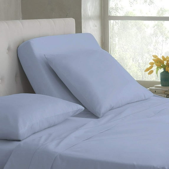 Top Split King Sheets Sets for Adjustable Beds - 800 Thread Count- 100% Egyptian Cotton 4Pcs Bed Sheets, Fits Upto 21'' Inch Deep Pockets, Light Blue Solid- Split Down 28 inches from The top