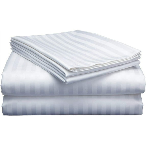 Top Split King Sheets Sets for Adjustable Beds - 800 Thread Count- 100% Egyptian Cotton 4Pcs Bed Sheets, Fits Upto 21'' Inch Deep Pockets, White Stripe- Split Down 34 inches from The top