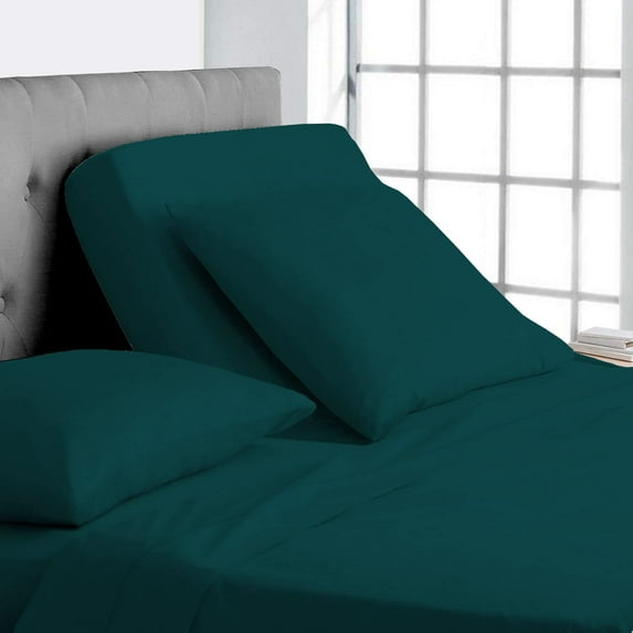 Top Split Queen 100% Egyptian Cotton 1000 Thread Count, Adjustable Beds -Top Split Queen Sheets Sets (4 Pcs) Split Down 39" inches from The Top - Teal Solid, 18" Deep Pocket