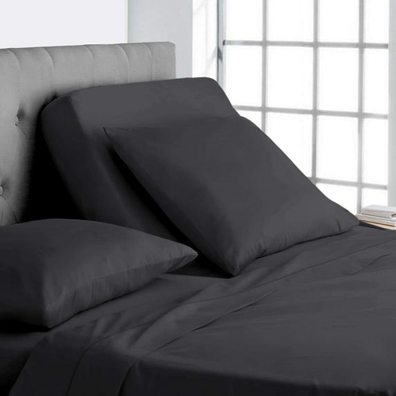 Top Split-Queen: Adjustable Queen Bed Sheets - 4PC Bed Sheet Set - 100% Egyptian Cotton - 800 Thread Count - 15 Inch Deep Pocket, Top Split Queen, Dark Grey Solid - Split Down 32 inches from The top