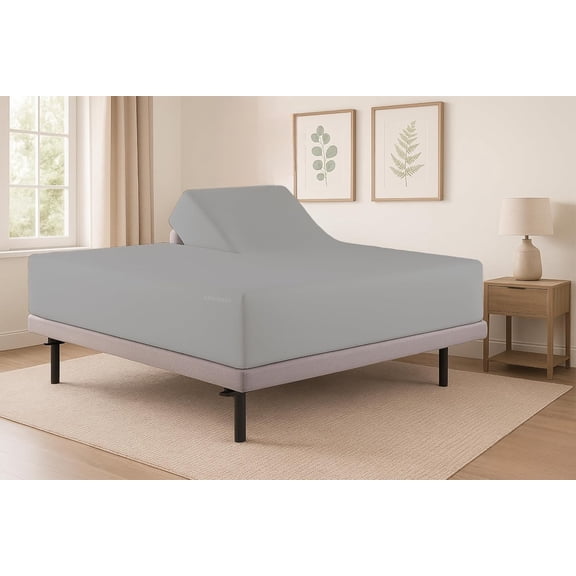 Top Split Queen Fitted Sheet for Adjustable beds, Split Down 39 inches from The Top, 800 Thread Count 100% Egyptian Cotton Flex Head Queen Fitted Sheet Only for Sleep Number Bed, Silver