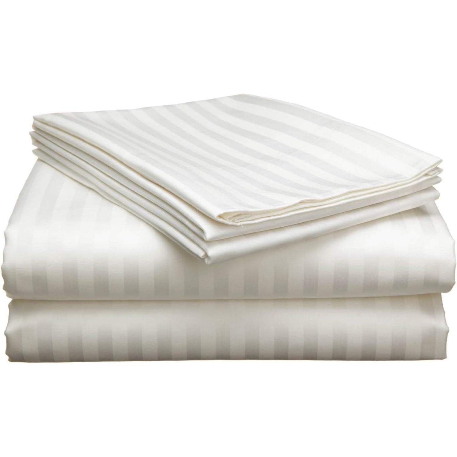 Top Split QueenIvory Stripe Sheet Set for SplitHead Adjustable Bed