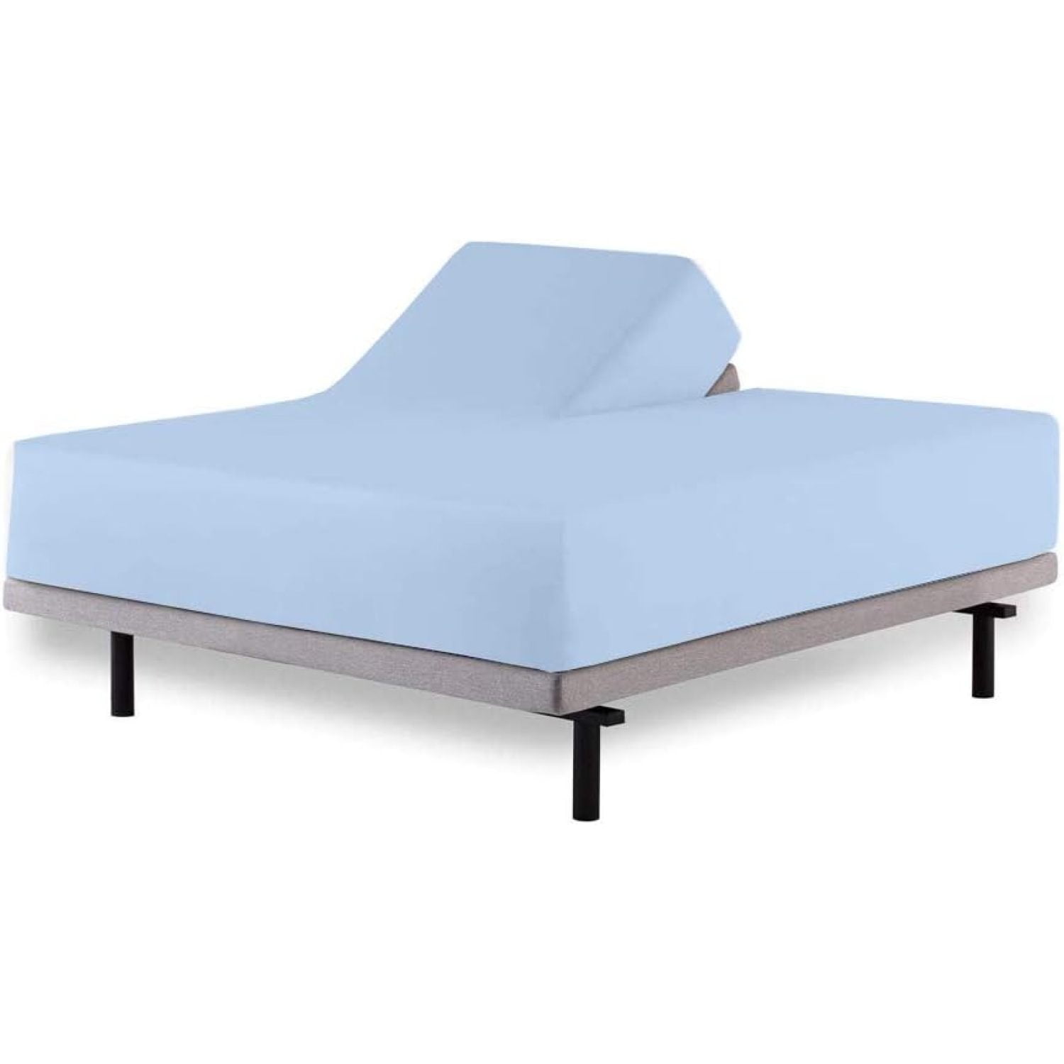 Top Split QueenLight Blue Solid Sheet Set for SplitHead Adjustable