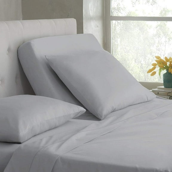 Top Split Queen Sheets Sets for Adjustable Beds - 800 Thread Count- 100% Egyptian Cotton 4Pcs Bed Sheets, Fits Upto 18'' Inch Deep Pockets, Silver Solid - Split Down 32 inches from The top