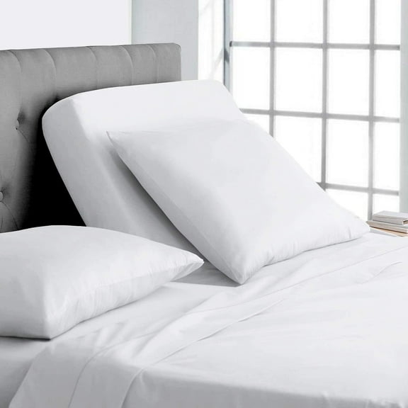 Top Split Queen Sheets Sets for Adjustable Beds - 800 Thread Count- 100% Egyptian Cotton 4Pcs Bed Sheets, Fits Upto 21'' Inch Deep Pockets, White Solid- Split Down 32 inches from The top