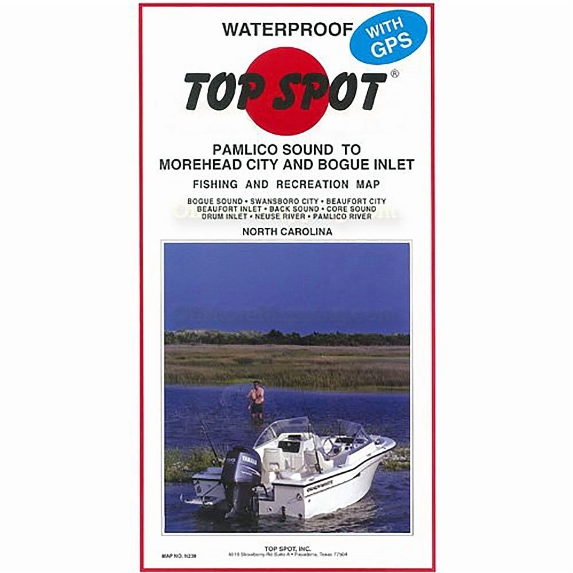 Top Spot Fishing Map N239, North Carolina Inshore, Pamlico Sound to Morehead City and Bogue Inlet Maps