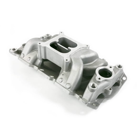 Dual Plane Air Aluminum Intake Manifold for Chevy Small Block - Satin
