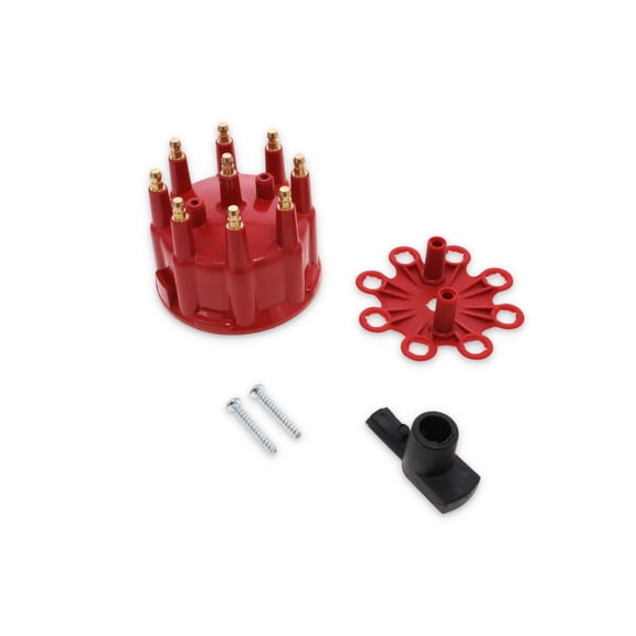 8-Cylinder Male Pro Billet  Ready to Run Cap  Rotor Kit - Red