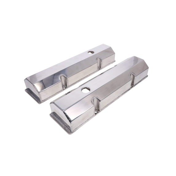 Short Bolt Aluminum Valve Covers w/ Breather for Chevy Small Block Polished