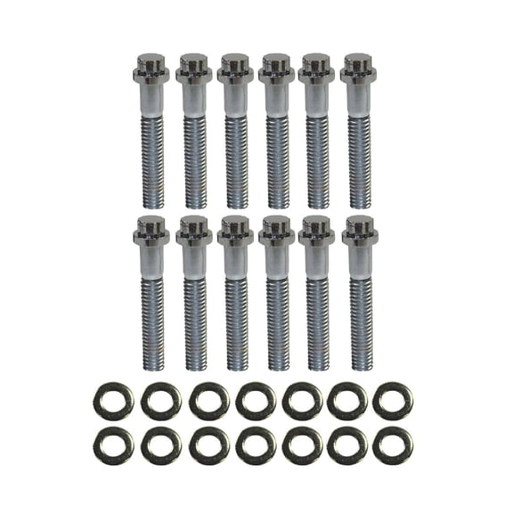 Chrome Steel 12-Point Head Intake Manifold Bolt Kit for Ford Small Block
