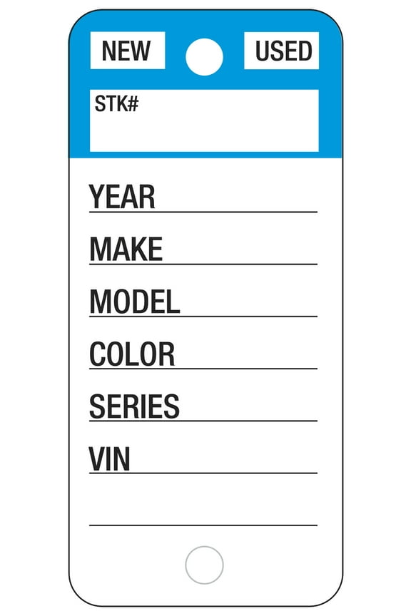 Top Stripe Key Tag - Blue - Key Rings Included - 1 3/8"W x 3"H - Box of 250