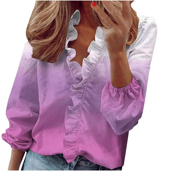 Top Style Trends for Women!DianGeFu Blouses for Women Fashion Casual Womens Fall Tops,Women Casual Full Sleeve V-Neck Tops Loose Plus Size Women Clothing,Gold,M