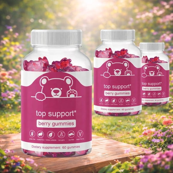 Top Support Berry Gummies for Women Womens Beauty & Chest Wellness Support Supplement, Berry Flavor, 3 Pack