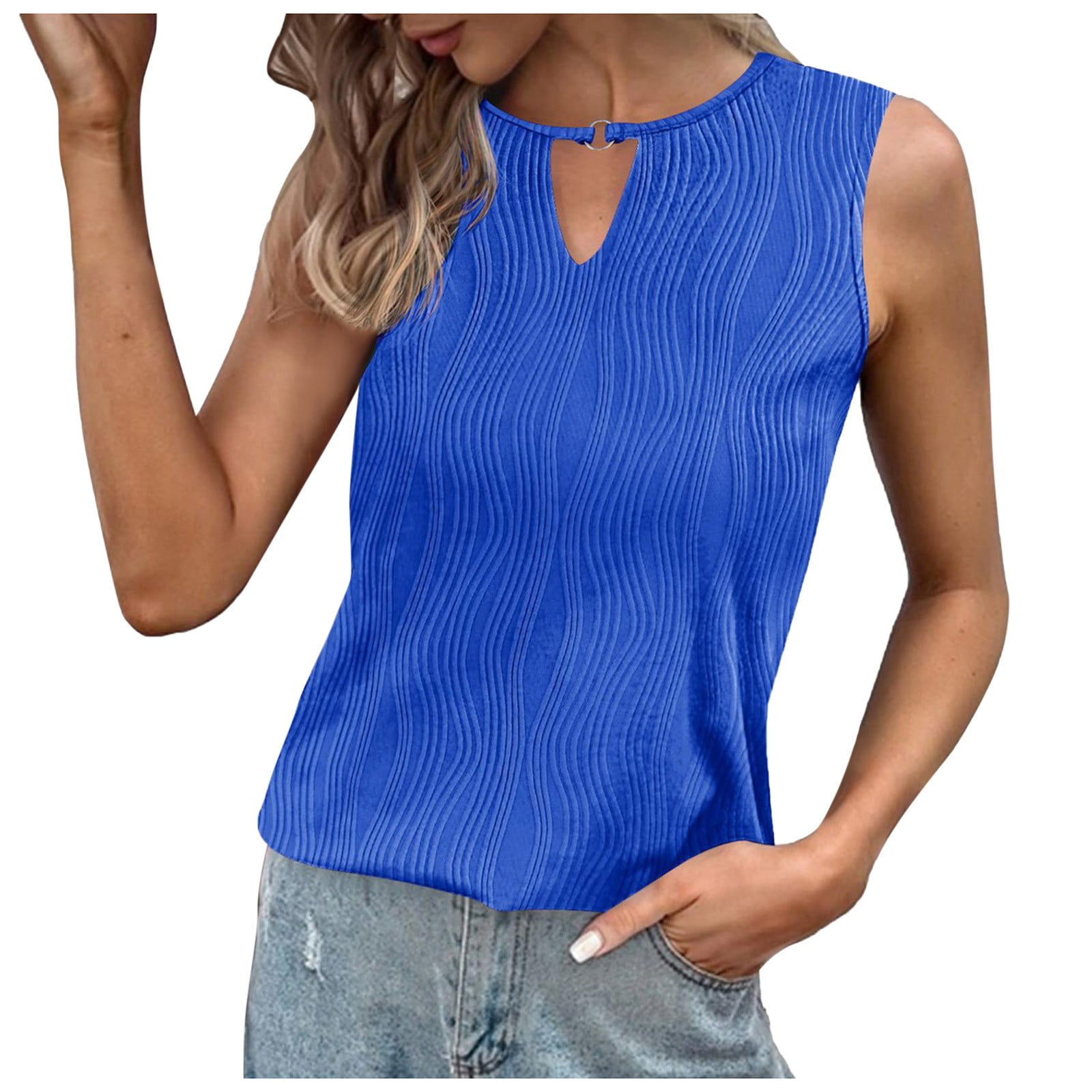 Top T Shirt For WomenSleeveless OutdoorLoose Causal T Shirt 更多 Lock For