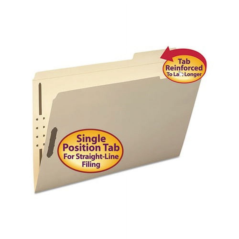 Top Tab 2-Fastener Folders 1/3-Cut Tabs, Right Position, Legal Size, 11 pt. Manila, 50/Box
