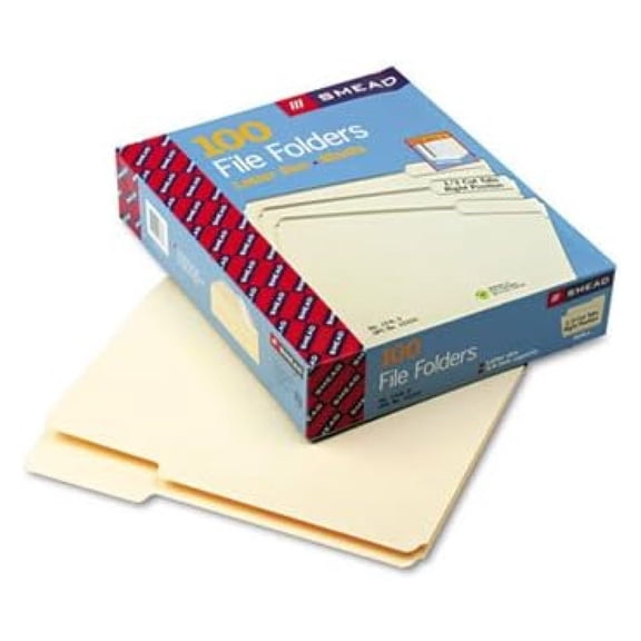 Top Tab File Folder - Letter - 8.5" x 11" - 1/3 Cut Tab on Center - 0.75" Expansion - 100 / Box - 11pt. - Manila