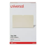 Universal Top Tab Manila File Folders, 1/2-Cut Tabs, Assorted Positions, Legal Size, 11 pt. Manila, 100/Box -UNV15112